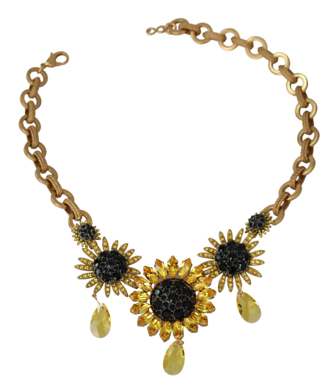 Dolce & Gabbana Elegante Gold Floral Crystal Statement Halskette - Léoré