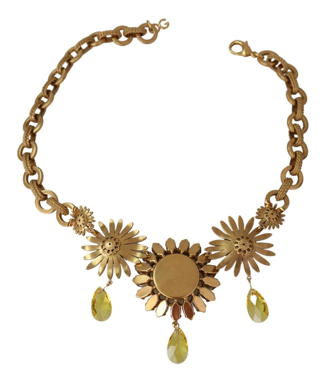 Dolce & Gabbana Elegante Gold Floral Crystal Statement Halskette - Léoré