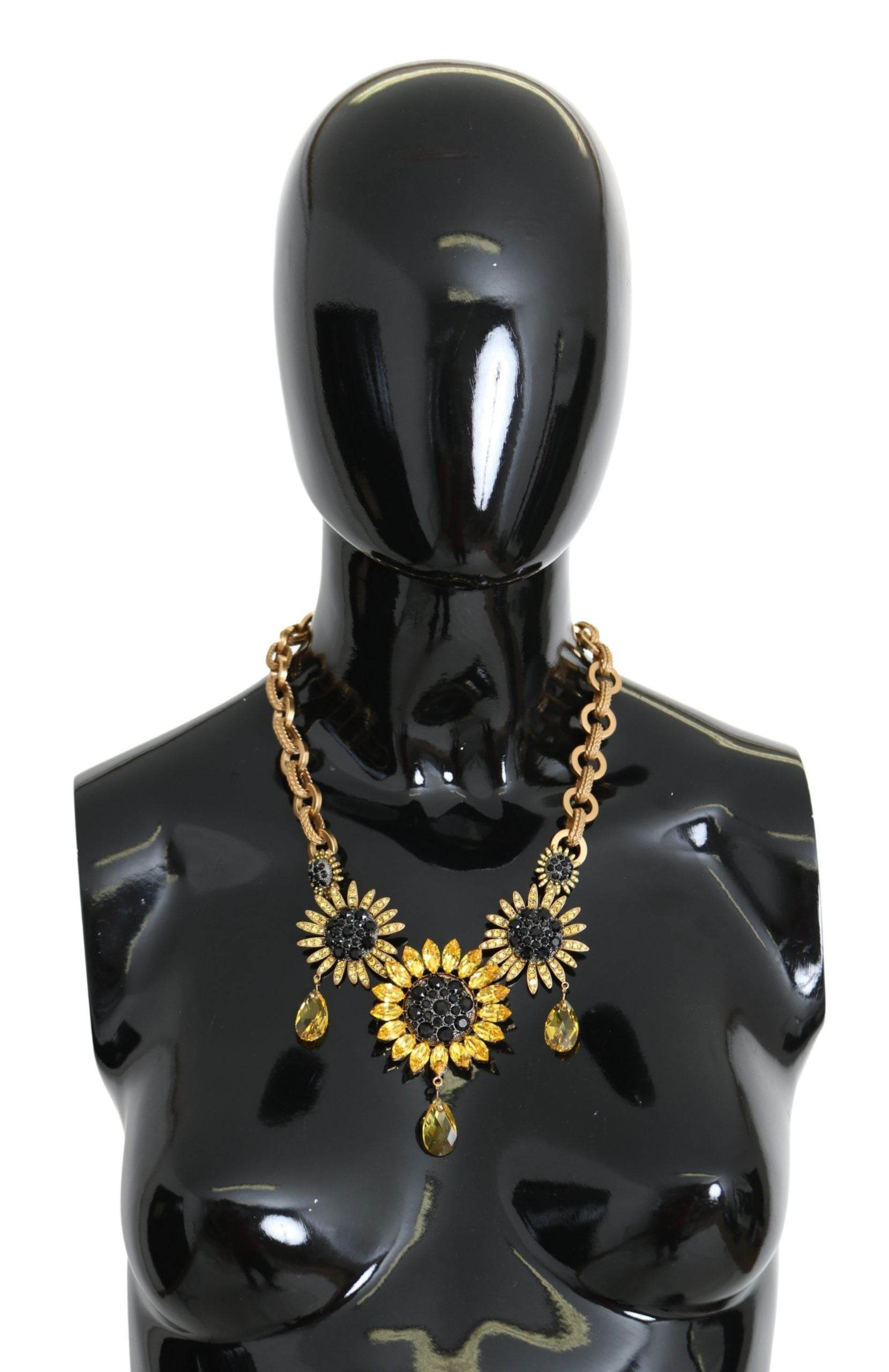 Dolce & Gabbana Elegante Gold Floral Crystal Statement Halskette - Léoré