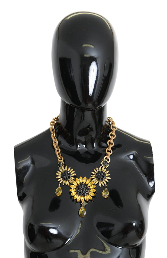 Dolce & Gabbana Elegante Gold Floral Crystal Statement Halskette - Léoré