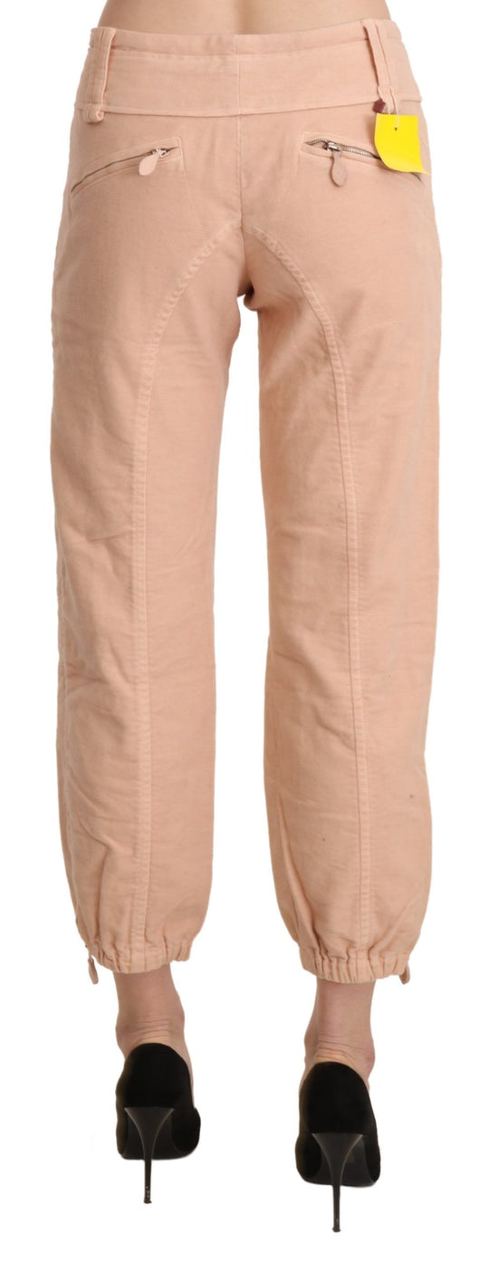 Ermanno Scervino Beige Mid Waist Cropped Baumwoll-Hosenhose