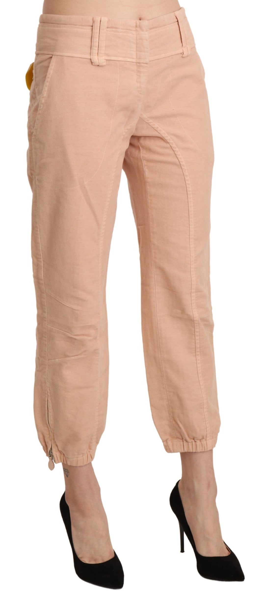 Ermanno Scervino Beige Mid Waist Cropped Baumwoll-Hosenhose