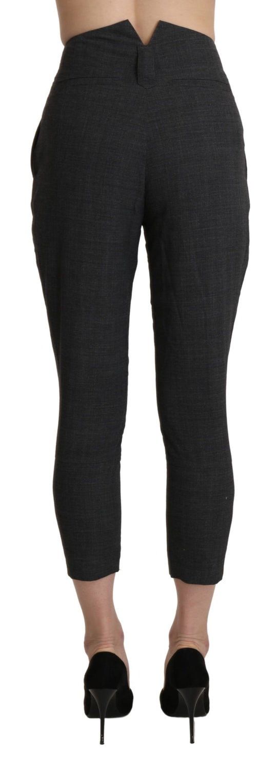 Ermanno Scervino Graue Capri-Hose mit hoher Taille aus beschnittener Baumwolle