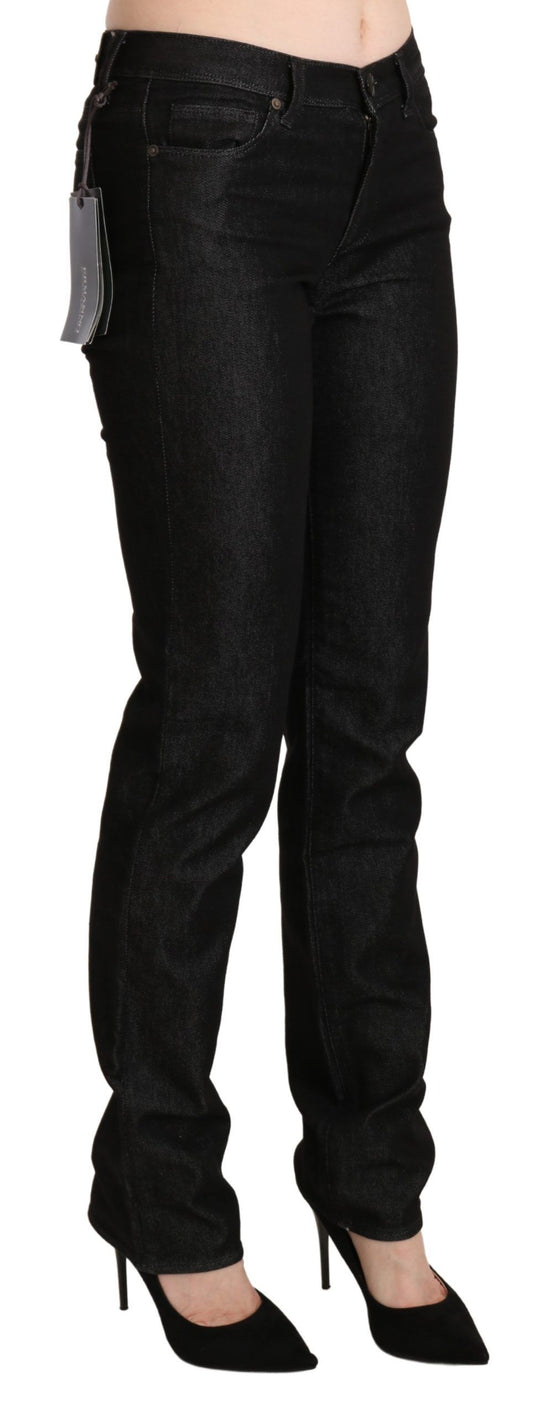 Ermanno Scervino Schwarze Mid Waist Skinny Slim Denim-Hose