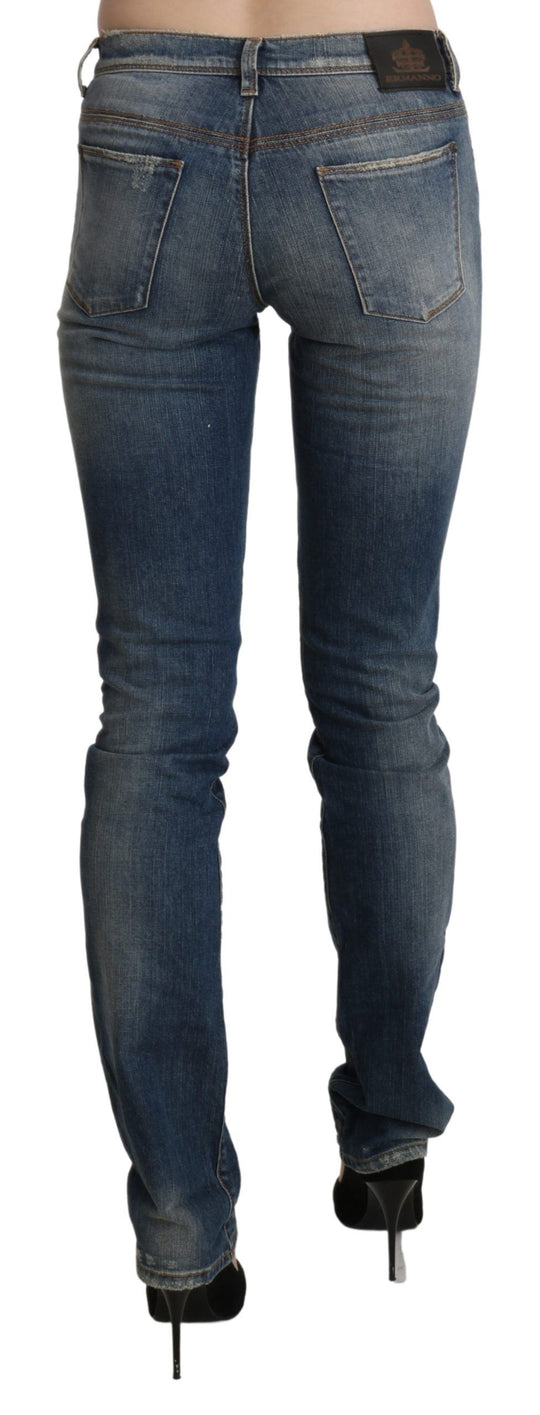 Ermanno Scervino Blau gewaschene Mid Waist Skinny Denim Jeans