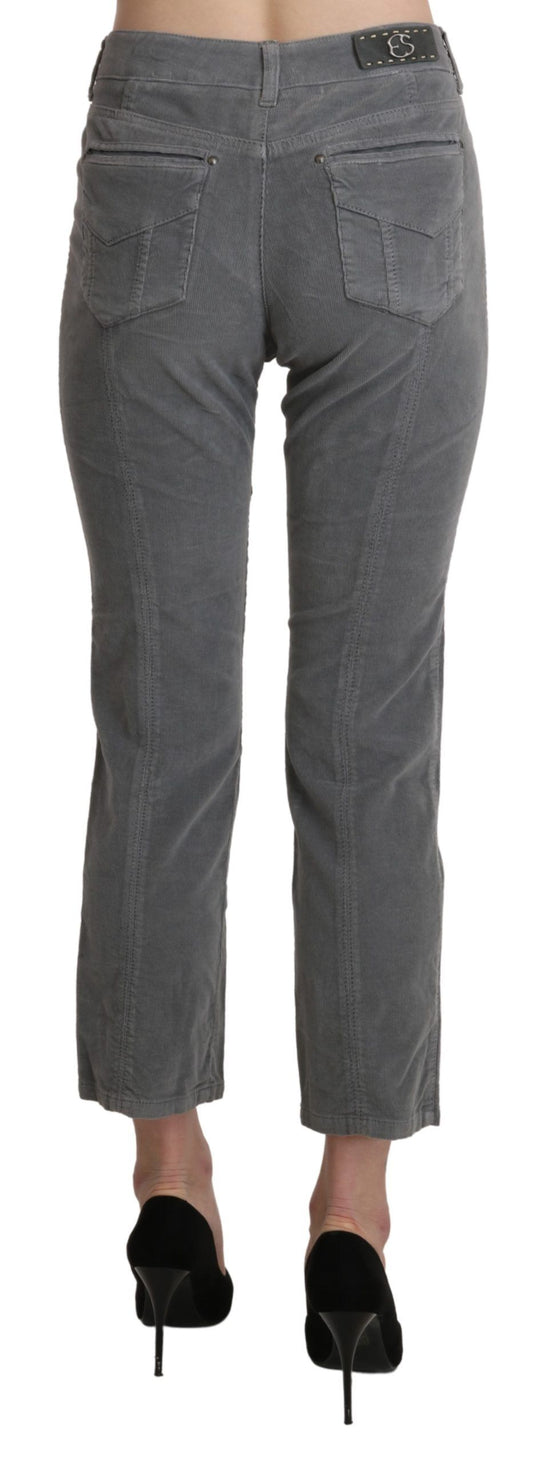 Ermanno Scervino Graue Cropped Baumwoll-Stretch-Hose