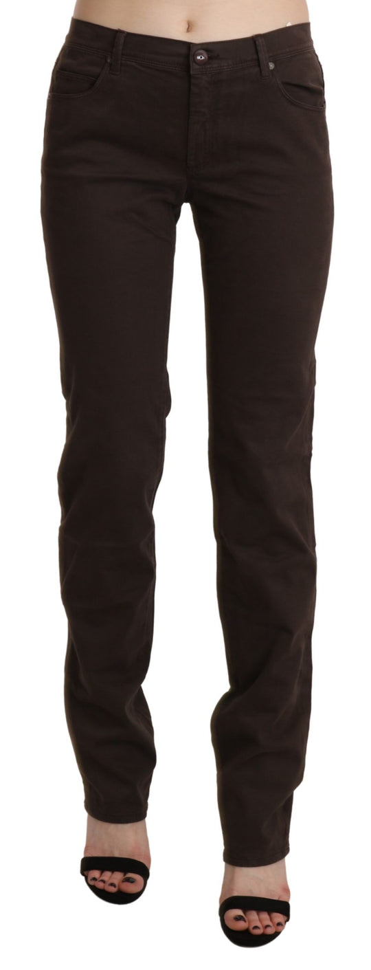 Ermanno Scervino Braun Mid Waist Skinny Slim Trouser Baumwolljeans