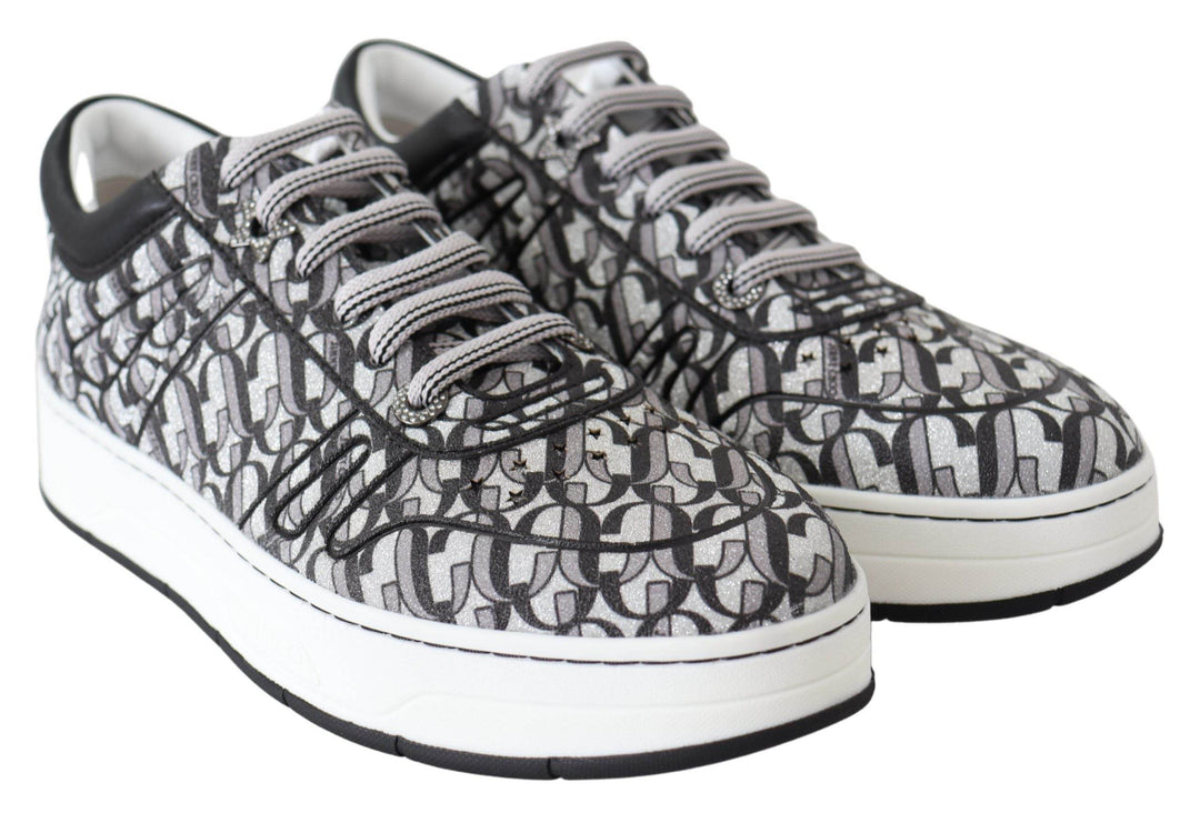 Jimmy Choo Glitzernde Slip-On Sneakers - Silber und Schwarz - Léoré