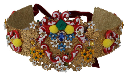 Dolce & Gabbana Goldfarbener Taillengürtel mit floralem Kristall - Léoré