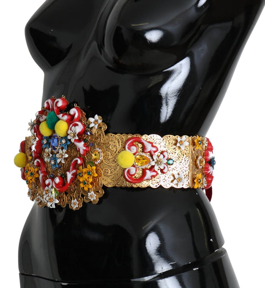 Dolce & Gabbana Goldfarbener Taillengürtel mit floralem Kristall - Léoré