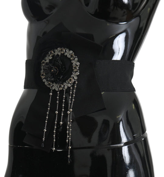 Dolce & Gabbana Eleganter schwarzer Kristall-Taillengürtel - Léoré