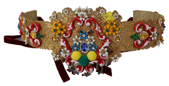 Dolce & Gabbana Goldener floraler, kristallverzierter Taillengürtel - Léoré