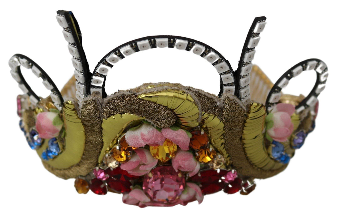 Dolce & Gabbana Atemberaubende Kristall Diadem Tiara - Gold Multicolor - Léoré