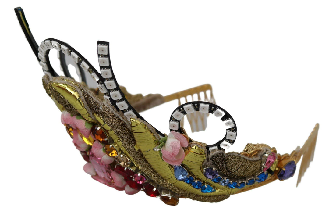 Dolce & Gabbana Atemberaubende Kristall Diadem Tiara - Gold Multicolor - Léoré