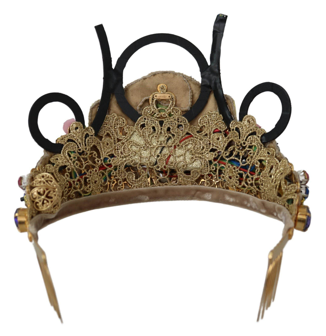 Dolce & Gabbana Atemberaubende Kristall Diadem Tiara - Gold Multicolor - Léoré