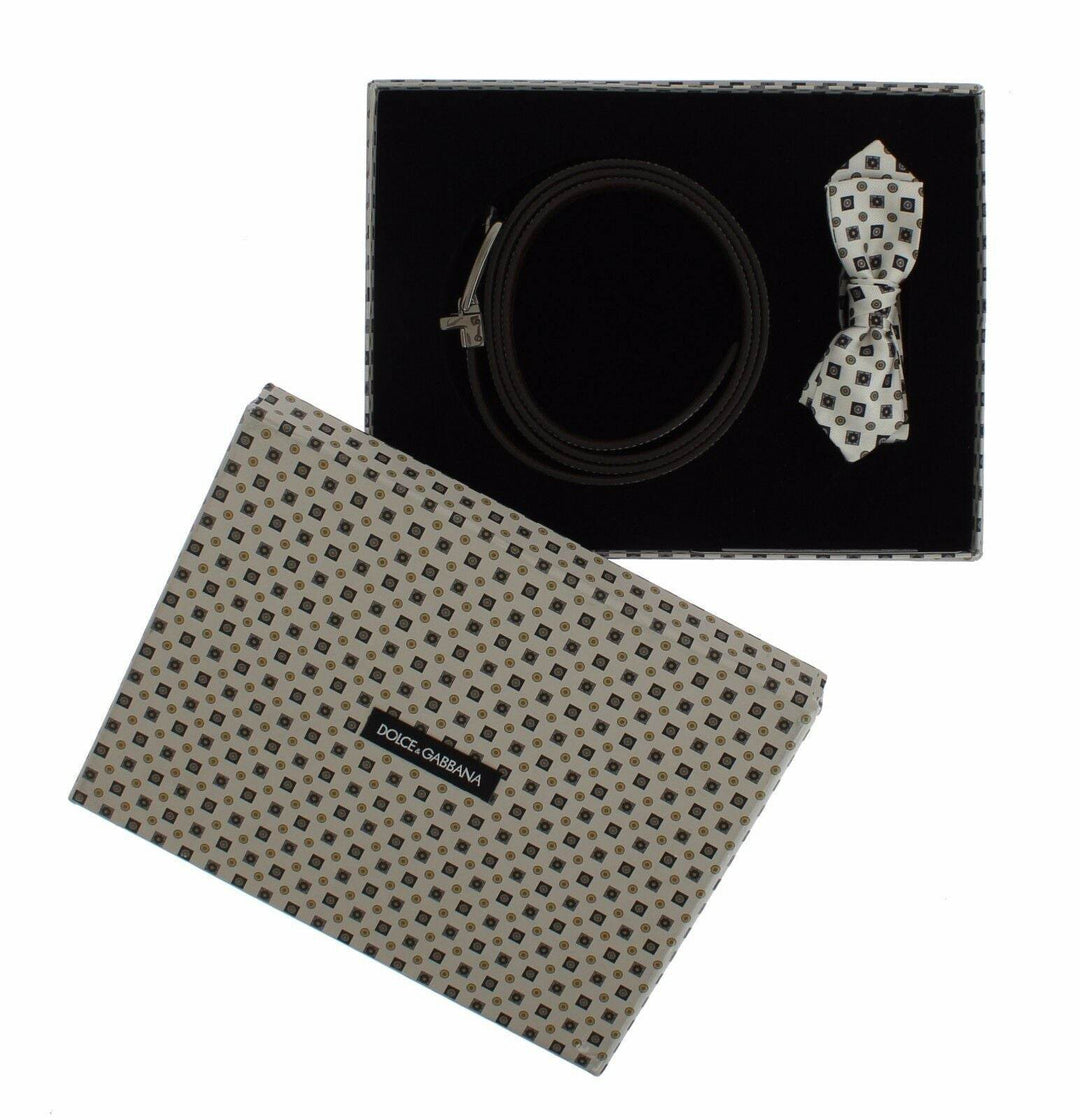 Dolce & Gabbana Elegantes Barock Seidenkrawatte & Ledergürtel Set - Léoré