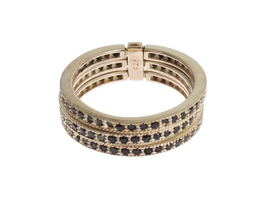 Nialaya Schicker Silber & Schwarzer CZ Kristall Ring - Léoré