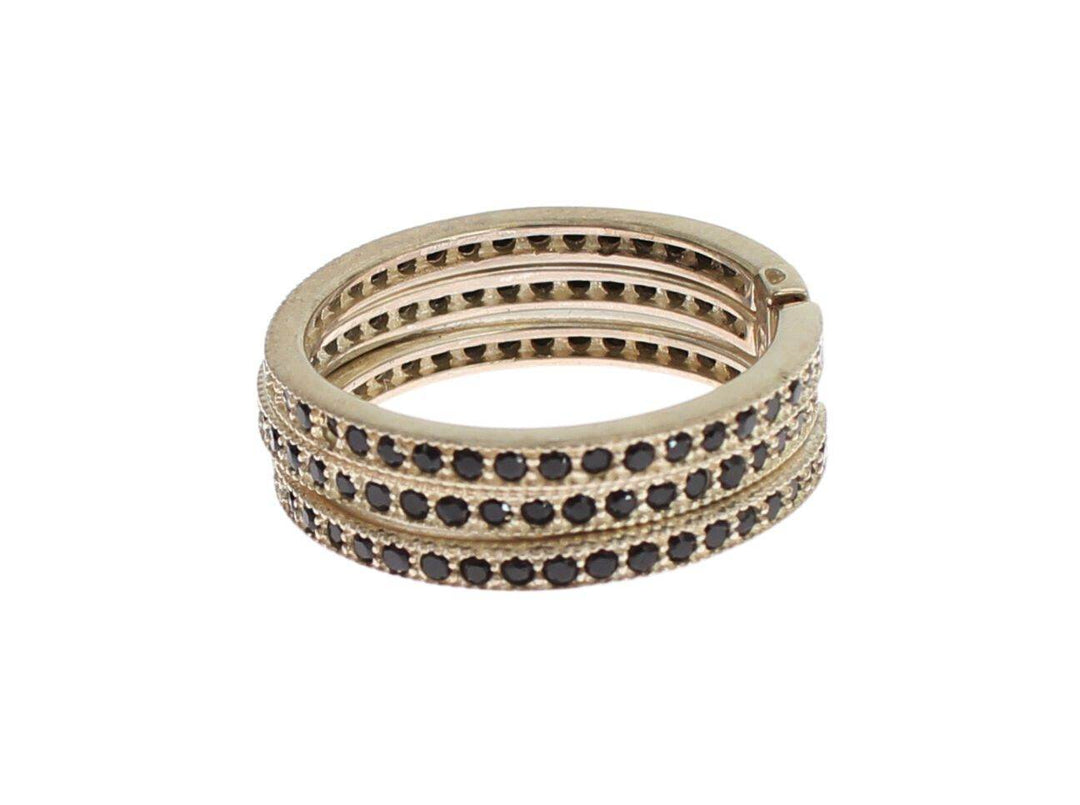 Nialaya Schicker Silber & Schwarzer CZ Kristall Ring - Léoré