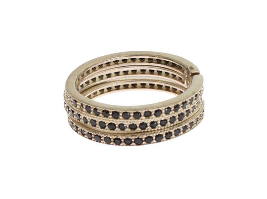 Nialaya Schicker Silber & Schwarzer CZ Kristall Ring - Léoré