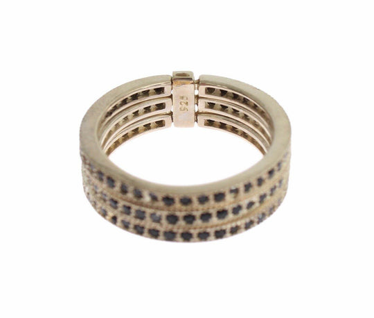 Nialaya Schicker Silber & Schwarzer CZ Kristall Ring - Léoré