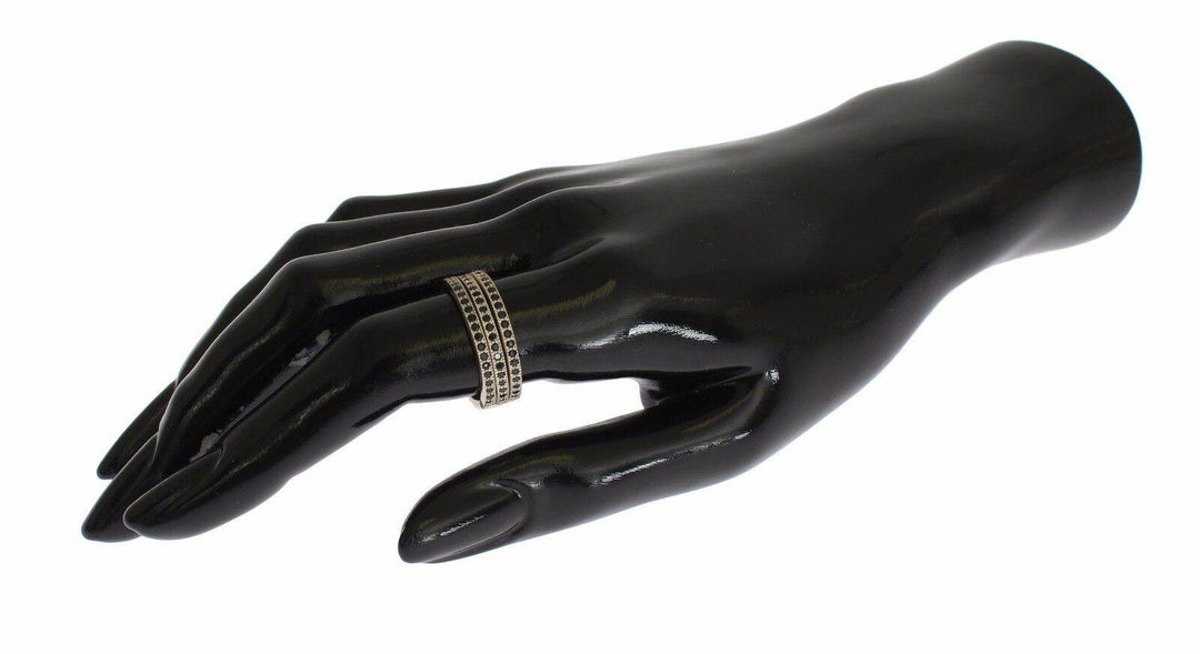 Nialaya Schicker Silber & Schwarzer CZ Kristall Ring - Léoré