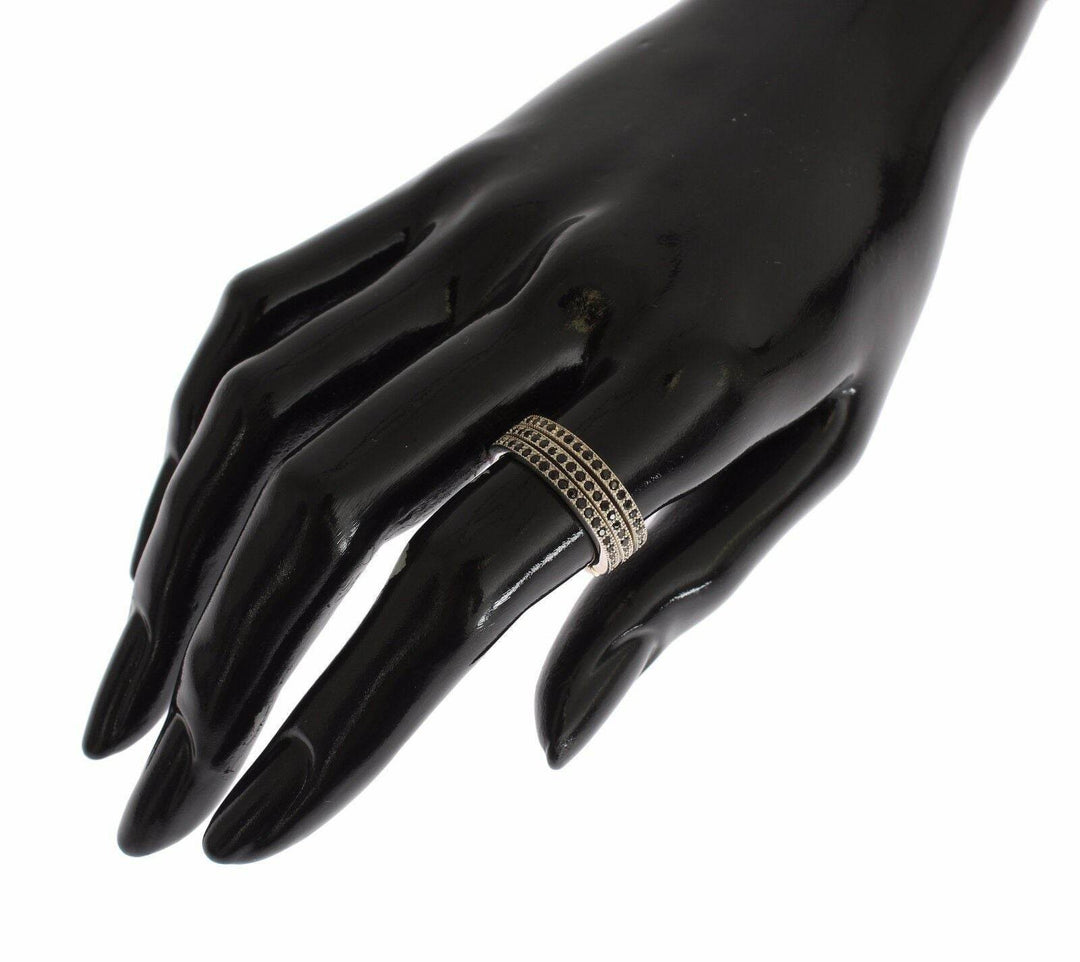 Nialaya Schicker Silber & Schwarzer CZ Kristall Ring - Léoré