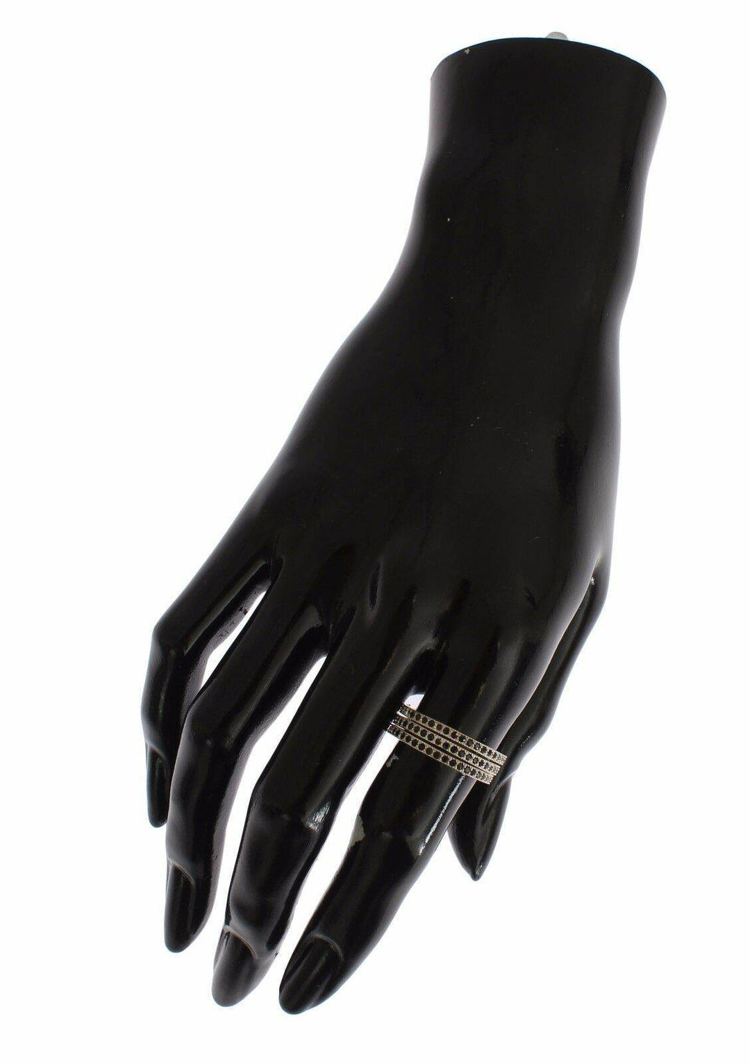 Nialaya Schicker Silber & Schwarzer CZ Kristall Ring - Léoré