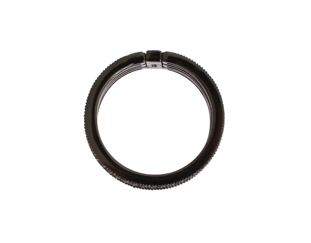 Nialaya Eleganter Schwarzer Rhodium Silber Kristall Ring - Léoré
