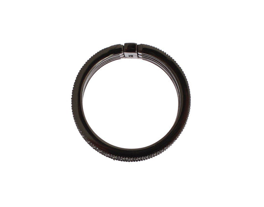 Nialaya Eleganter Schwarzer Rhodium Silber Kristall Ring - Léoré