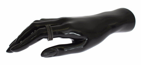 Nialaya Eleganter Schwarzer Rhodium Silber Kristall Ring - Léoré