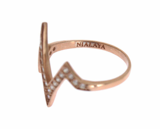 Nialaya Eleganter Silberring mit rosafarbenem Kristall verziert - Léoré