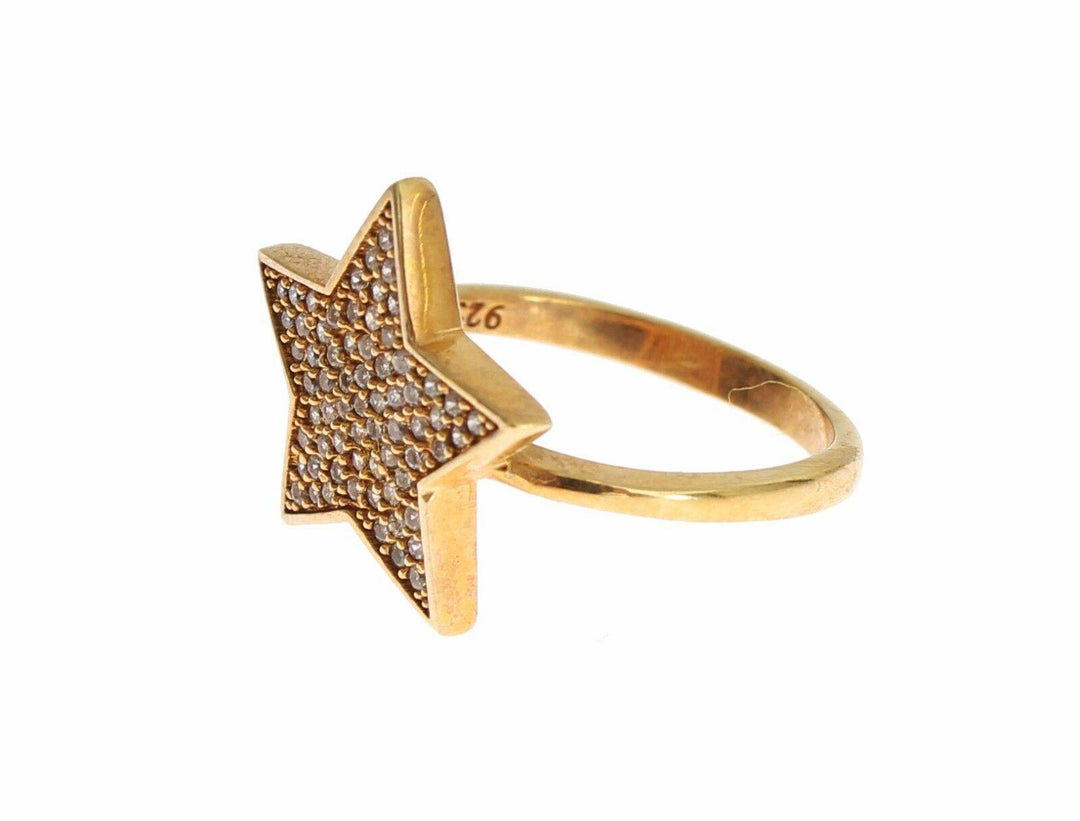 Nialaya Eleganter Ring aus vergoldetem Sterlingsilber mit CZ-Kristallen - Léoré
