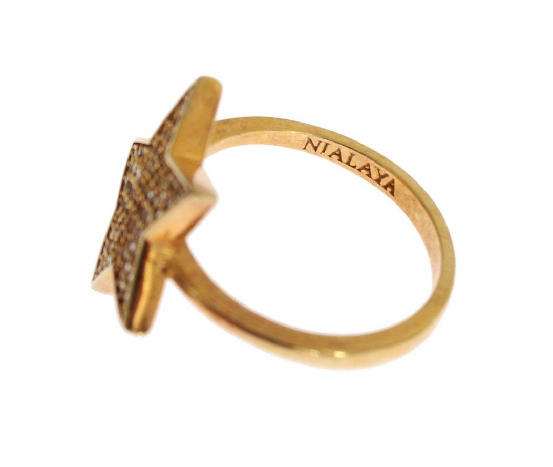Nialaya Eleganter Ring aus vergoldetem Sterlingsilber mit CZ-Kristallen - Léoré