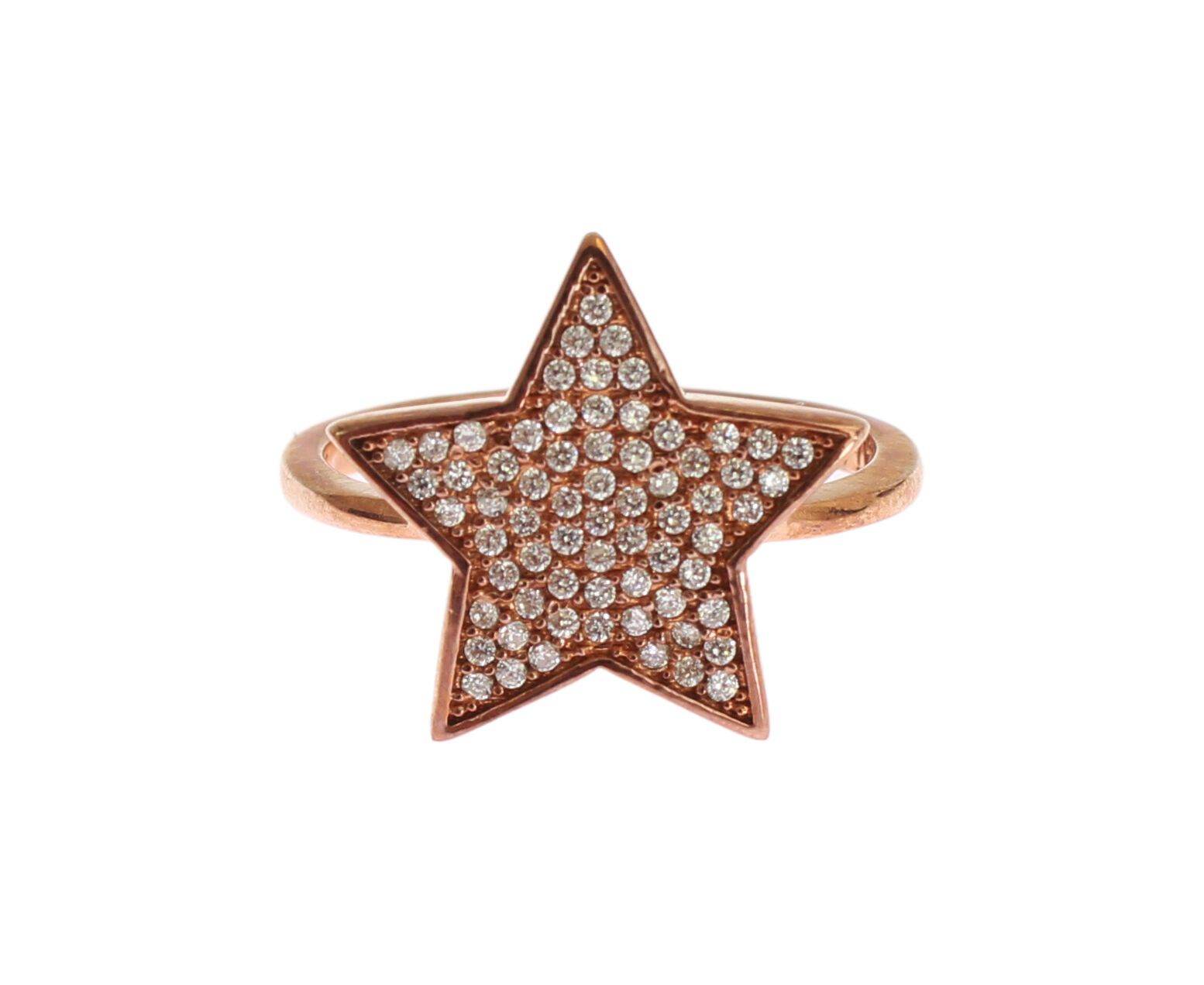 Nialaya Schillernde Rosa Gold plattiert Sterling Silber CZ Ring - Léoré
