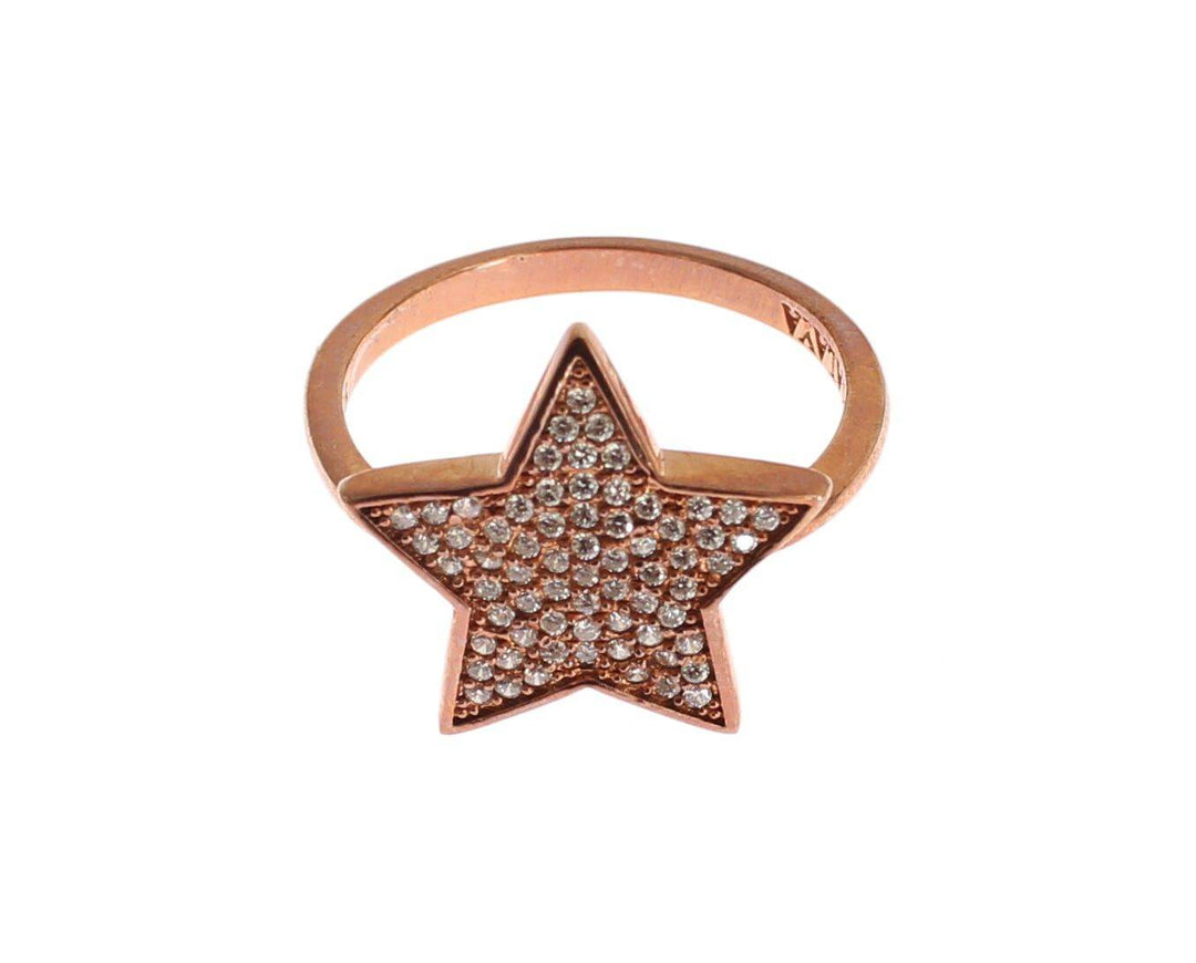 Nialaya Schillernde Rosa Gold plattiert Sterling Silber CZ Ring - Léoré