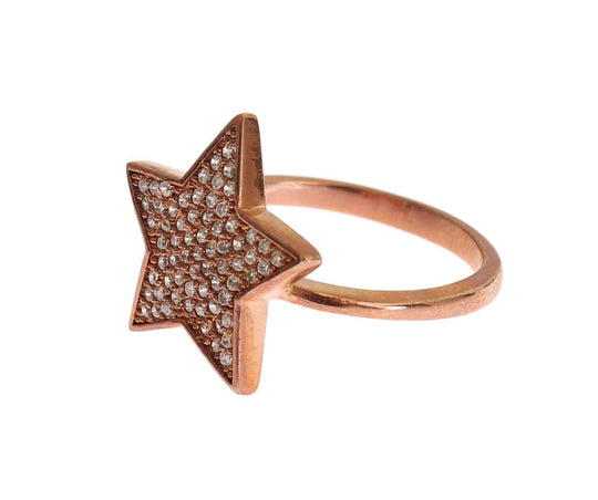 Nialaya Schillernde Rosa Gold plattiert Sterling Silber CZ Ring - Léoré
