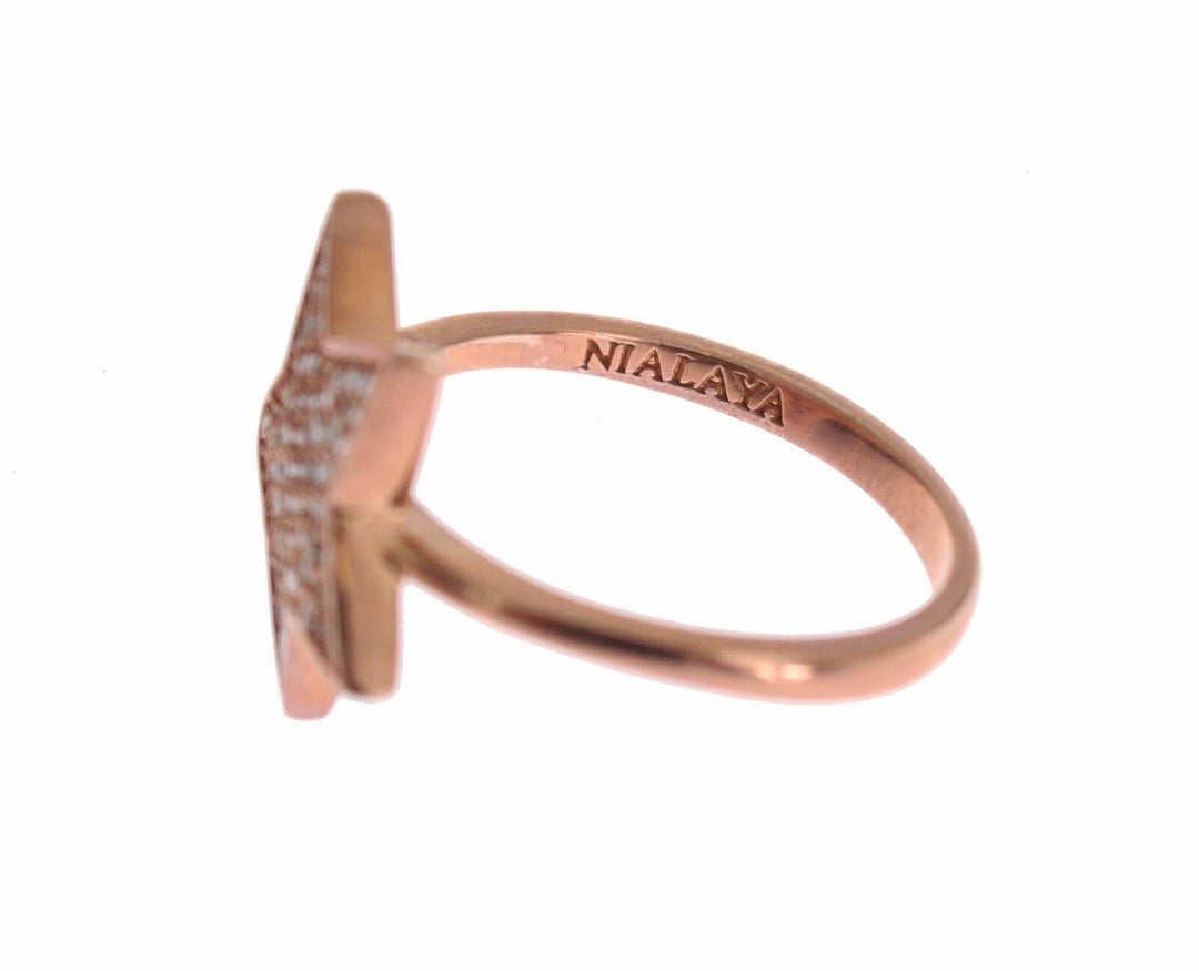 Nialaya Schillernde Rosa Gold plattiert Sterling Silber CZ Ring - Léoré