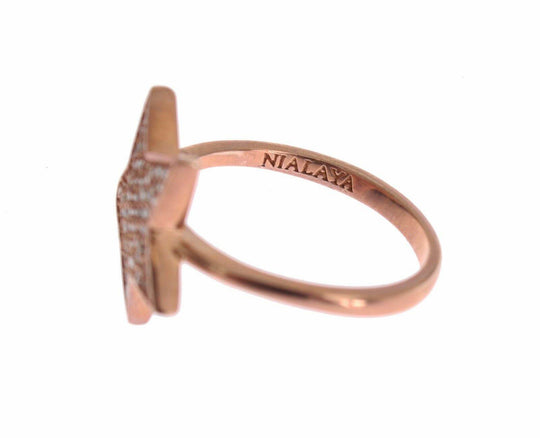 Nialaya Schillernde Rosa Gold plattiert Sterling Silber CZ Ring - Léoré