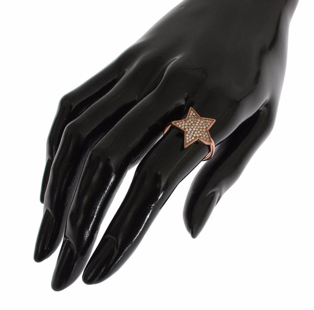 Nialaya Schillernde Rosa Gold plattiert Sterling Silber CZ Ring - Léoré
