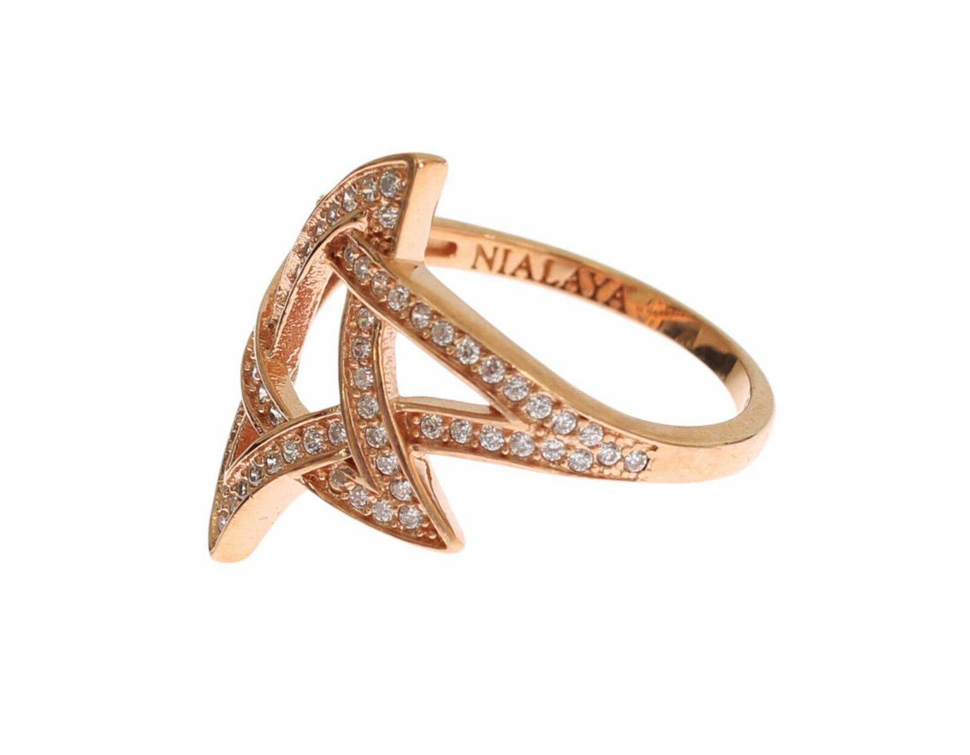 Nialaya Rosa vergoldetes Silber CZ Kristall Ring - Léoré