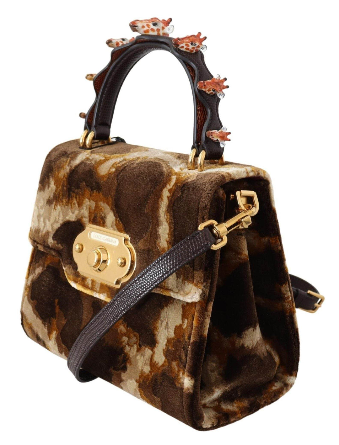 Dolce & Gabbana Elegante Willkommenstasche mit Giraffenmuster und goldenen Akzenten - Léoré