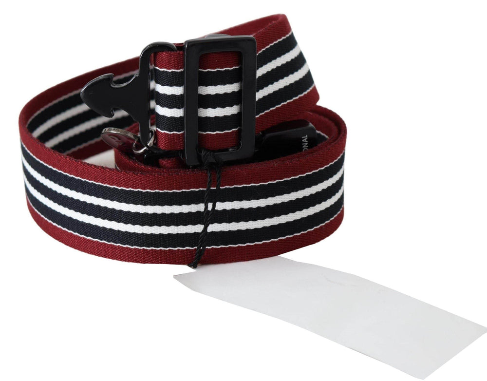 Costume National Gestreifter Modegürtel aus Leder in Schwarz & Rot - Léoré