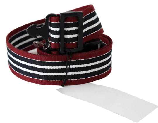 Costume National Gestreifter Modegürtel aus Leder in Schwarz & Rot - Léoré