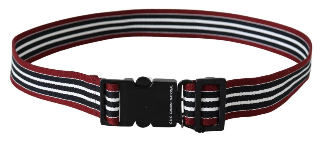 Costume National Gestreifter Modegürtel aus Leder in Schwarz & Rot - Léoré