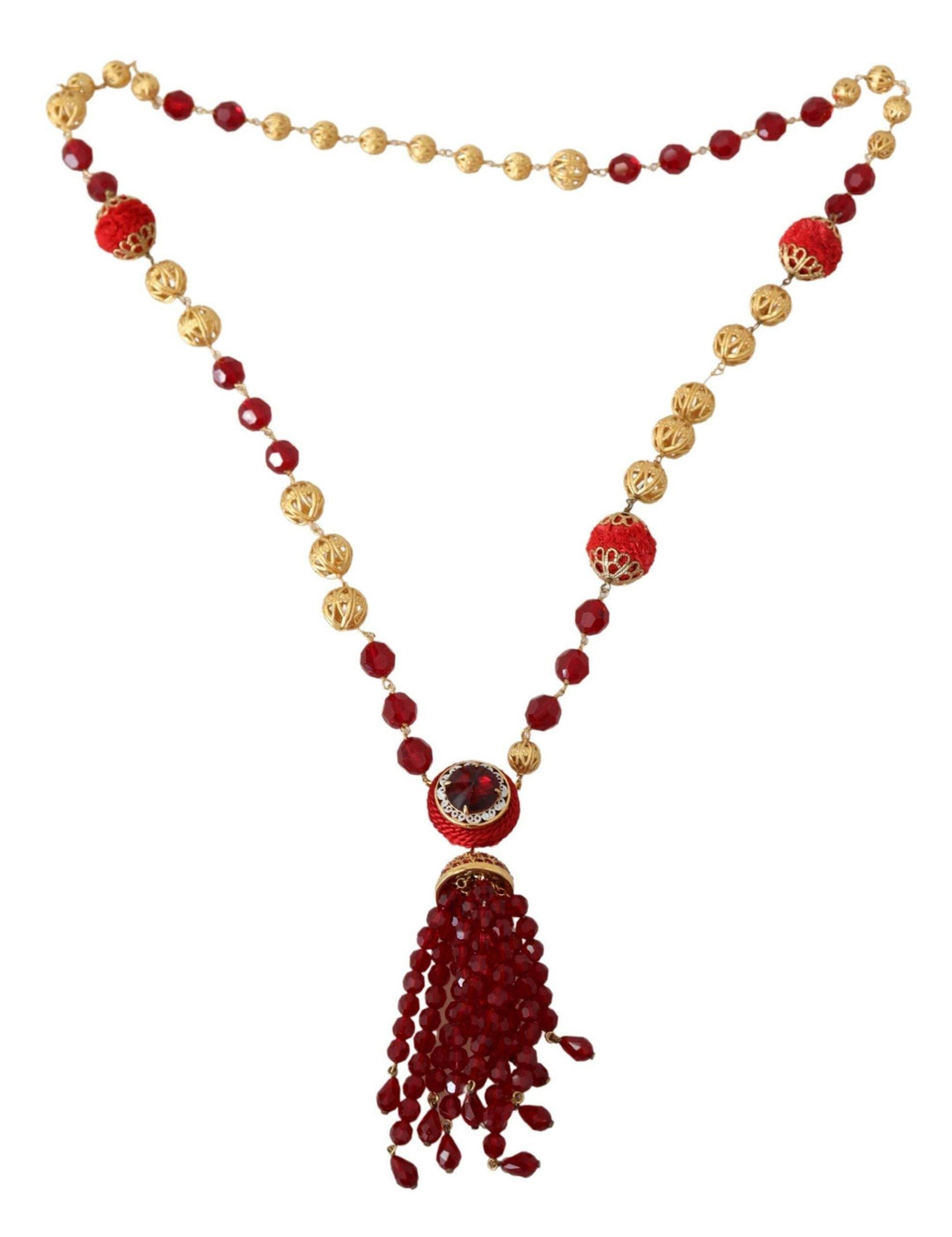 Dolce & Gabbana Elegante Halskette mit vergoldetem rotem Kristall - Léoré