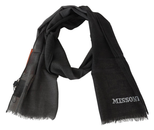 Missoni Eleganter schwarzer Wollschal mit gesticktem Logo - Léoré