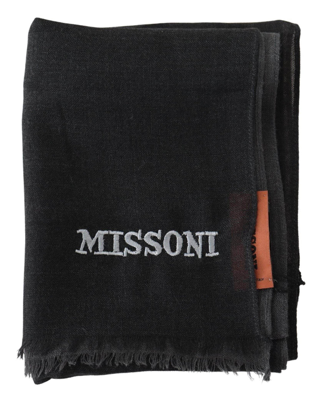 Missoni Eleganter schwarzer Wollschal mit gesticktem Logo - Léoré