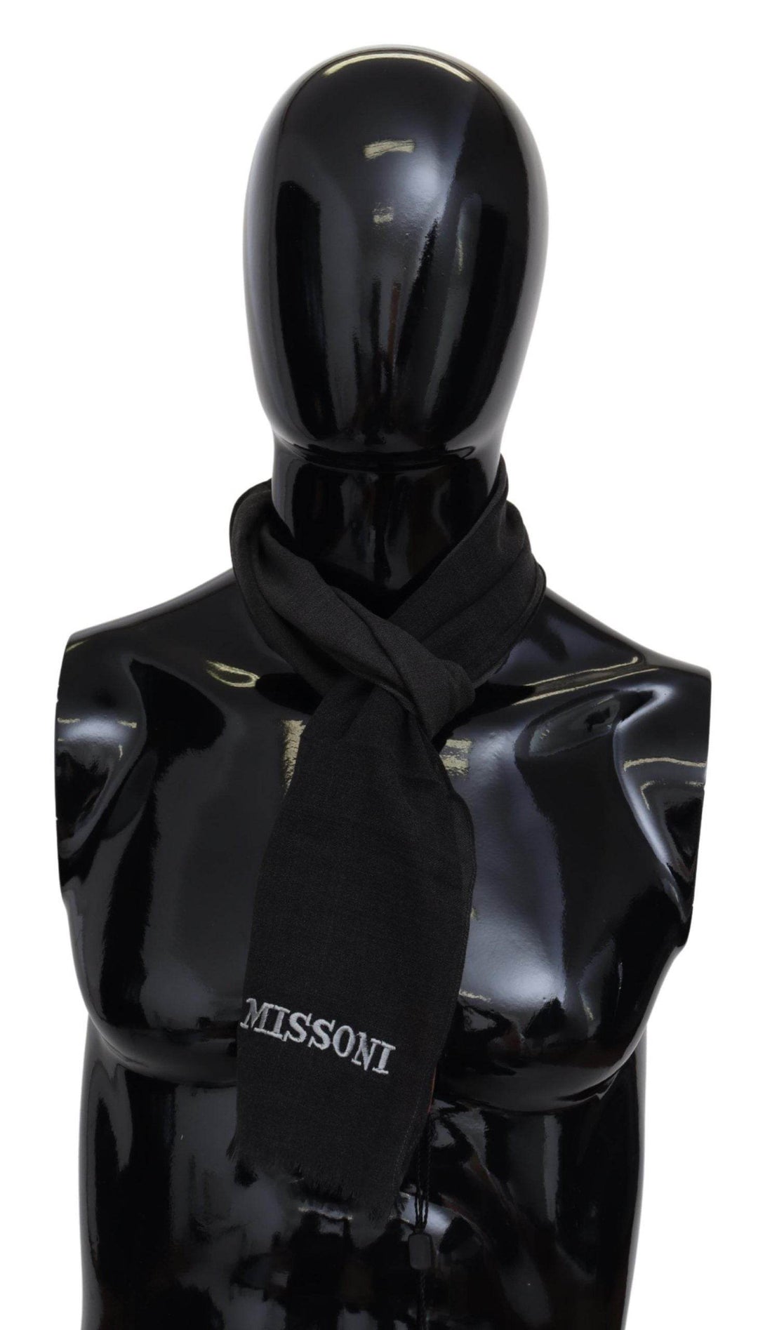 Missoni Eleganter schwarzer Wollschal mit gesticktem Logo - Léoré