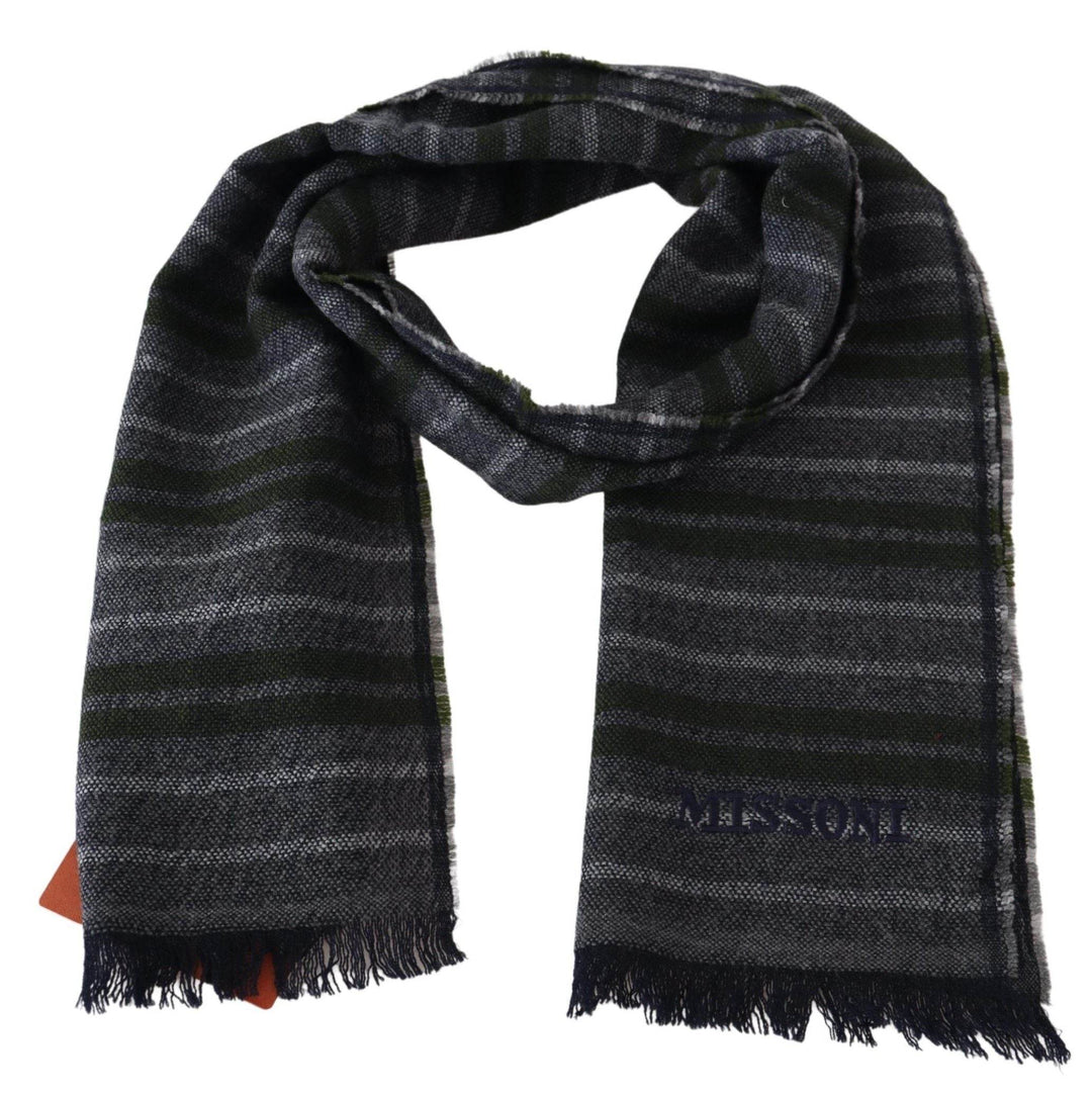Missoni Schicker gestreifter Wollschal mit Logo-Stickerei - Léoré