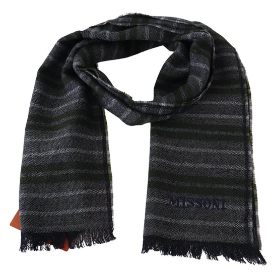 Missoni Schicker gestreifter Wollschal mit Logo-Stickerei - Léoré
